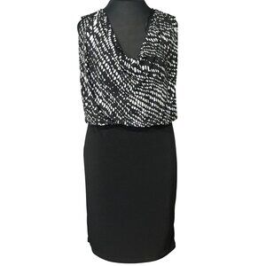 Valerie Bertinelli Womens Black & White Sleeveless Cowl Neck Dress Size 8